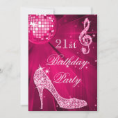 Heet Roze Disco Bal Sparkle Heels 21e Verjaardag Kaart (Voorkant)