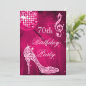 Heet Roze Disco Bal Sparkle Heels 70e Verjaardag Kaart (Staand voorkant)