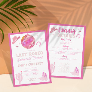Heet roze Disco Laatste Rodeo Bachelorette-weekend Kaart
