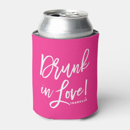 Heet Roze Drink in Liefde Hand Lettering Koelbox Blikjeskoeler (Blikje Voorkant)