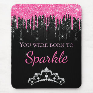 Heet Roze Drip Faux Glitter Geboren om te Fonkel Muismat