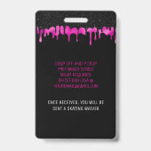 Heet Roze Dripping Glitter 18e Verjaardag VIP Pass Badge (Back)