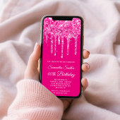 Heet Roze Dripping Glitter 40e Verjaardag Kaart