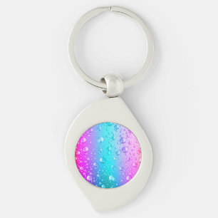 Heet roze en aqua blauwe verloop waterdruppels sleutelhanger