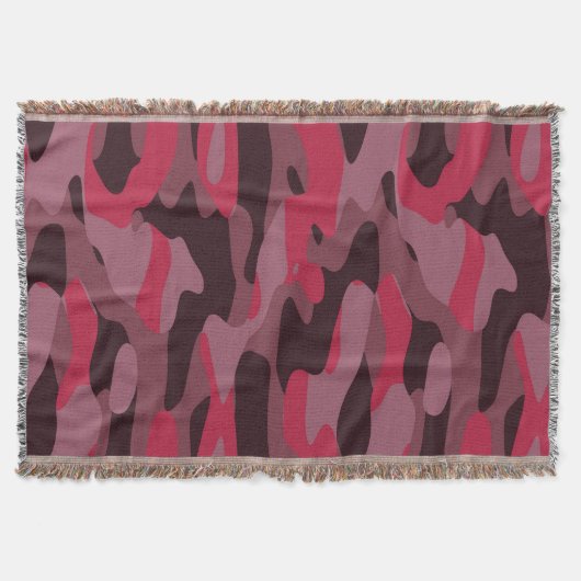 Heet roze en Bourgondië Camo Deken (Voorkant)