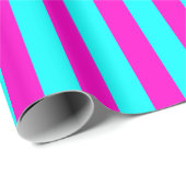 Heet roze en cyaan blauw groen turquoise strepen cadeaupapier (Rol Hoek)