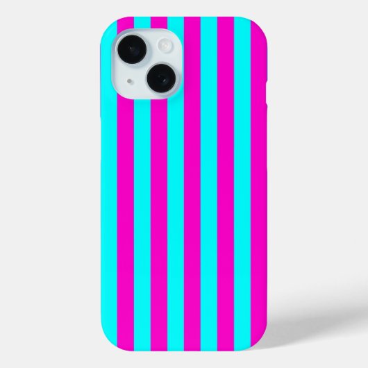 Heet roze en cyaan blauw groen turquoise strepen Case-Mate iPhone case (Achterkant)