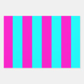 Heet roze en cyaan blauw groen turquoise strepen inpakpapier vel (Voorkant 3)
