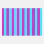 Heet roze en cyaan blauw groen turquoise strepen inpakpapier vel (Voorkant 2)