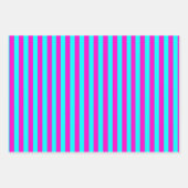 Heet roze en cyaan blauw groen turquoise strepen inpakpapier vel (Voorkant)
