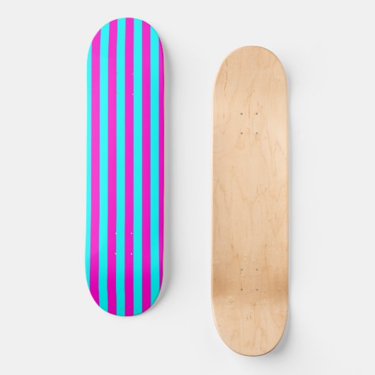 Heet roze en cyaan blauw groen turquoise strepen skateboard (Voorkant)