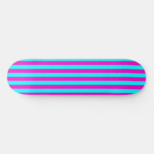 Heet roze en cyaan blauw groen turquoise strepen skateboard (Horizontaal)