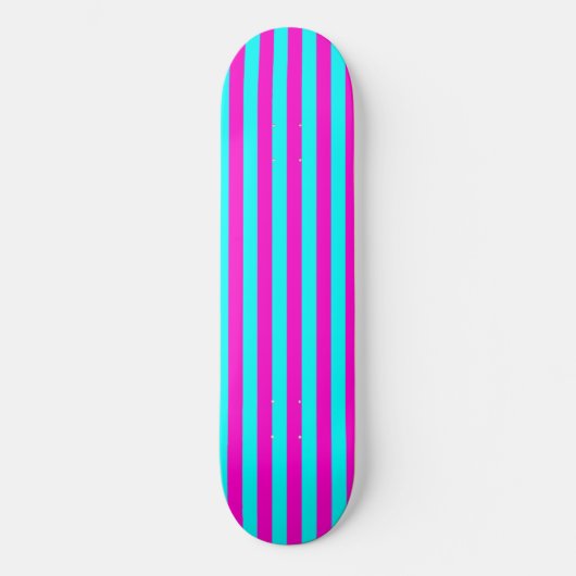 Heet roze en cyaan blauw groen turquoise strepen skateboard (Voorkant)