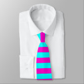 Heet roze en cyaan blauw groen turquoise strepen stropdas (Gebonden)