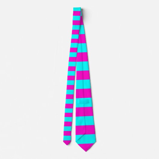 Heet roze en cyaan blauw groen turquoise strepen stropdas (Achterkant)
