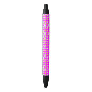 Heet Roze en Geel Frangipani Patroon, Blauwe Inkt Pen