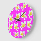 Heet Roze en Geel Frangipani Patroon, Grote Klok (Hoek)