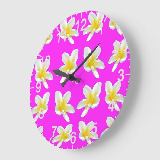 Heet Roze en Geel Frangipani Patroon, Grote Klok (Hoek)