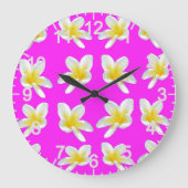 Heet Roze en Geel Frangipani Patroon, Grote Klok (Voorkant)