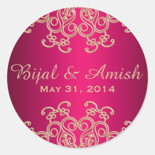 HEET ROZE EN GOUD INDIASE GEÏNSPIREERD DANK U LABE RONDE STICKER