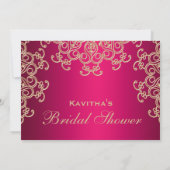 Heet Roze en Goud Indisch Geïnspireerd Vrijgezelle Kaart (Achterkant)