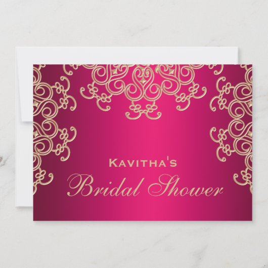 Heet Roze en Goud Indisch Geïnspireerd Vrijgezelle Kaart (Achterkant)