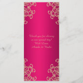 Heet Roze en Goud Indische Stijl Menu Kaarten (Achterkant)