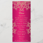 Heet Roze en Goud Indische Stijl Menu Kaarten (Voorkant)