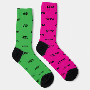 Heet roze en groene effen kleur namen sokken
