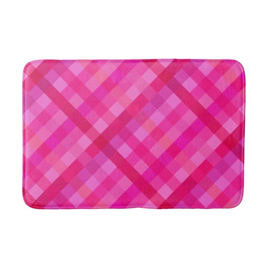 Heet roze en lavender plaid badmat (Voorkant)