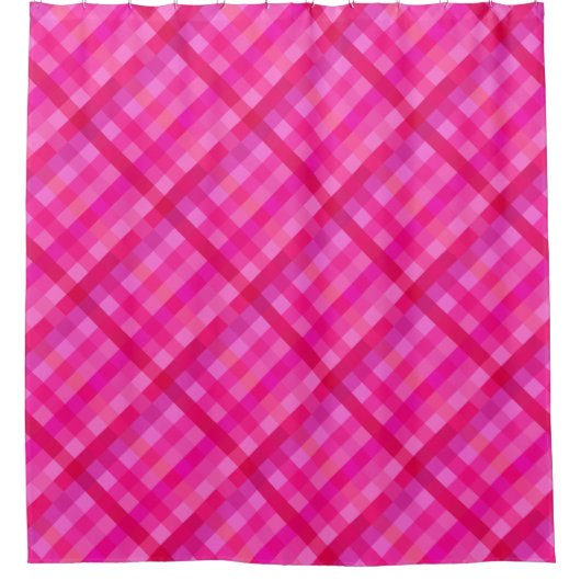 Heet roze en lavender plaid douchegordijn (Voorkant)