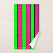 Heet Roze en Lime Groene Strepen Bad Handdoek (Handdoek)