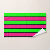 Heet Roze en Lime Groene Strepen Bad Handdoek (Handdoek)