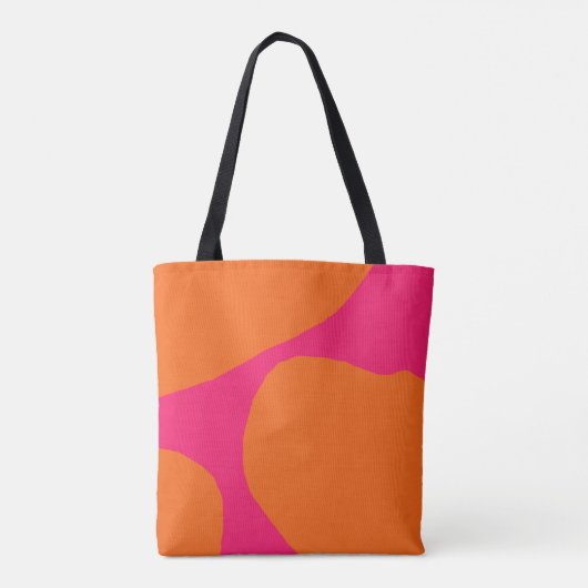 Heet Roze en Oranje Abstract Patroon met Logo Draagtas (Achterkant)