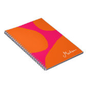 Heet Roze en Oranje Abstract Patroon met Naam Notitieboek (Rechterzijde)