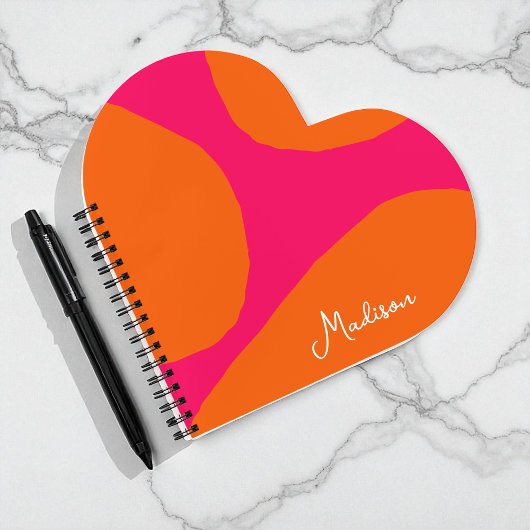 Heet Roze en Oranje Abstract Patroon met Om het ev Notitieboek