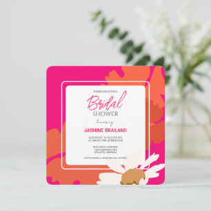 Heet roze en oranje margriet abstract bloem bruid