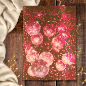 Heet roze en oranje retro disco bal bruiloft kaart