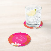 Heet Roze en Sinaasappel Bloemen Zestien Verjaarda Kartonnen Onderzetters (Insitu)