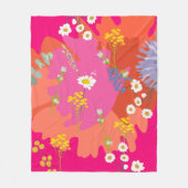 Heet Roze en Sinaasappel Bloementuin Abstract Fleece Deken (Voorkant)