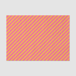 Heet Roze en Sinaasappel Diagonaal Gestreept Tissuepapier