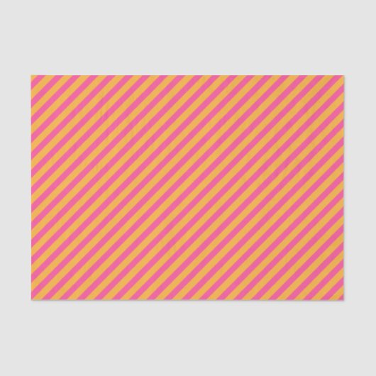 Heet Roze en Sinaasappel Diagonaal Gestreept Tissuepapier (Voorkant)