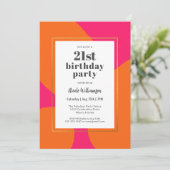 Heet Roze en Sinaasappel Kleurrijke 21ste Verjaard Kaart (Staand voorkant)