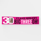 Heet roze en wit 30e verjaardag Banner (Horizontaal)