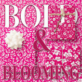 Heet roze en wit bloemmotief inpakpapier vel