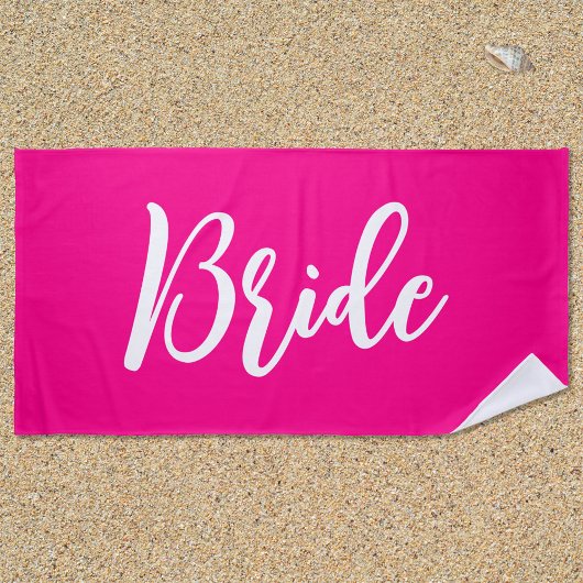 Heet Roze en Wit Lettering Script Strandlaken