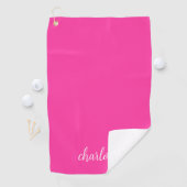 Heet Roze en Wit Meisje Kalligrafie Script Golfhanddoek (Insitu)
