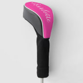 Heet Roze en Wit Meisje Kalligrafie Script Golfheadcover (Schuin)