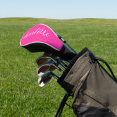 Heet Roze en Wit Meisje Kalligrafie Script Golfheadcover (Insitu)