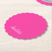 Heet Roze en Wit Meisje Kalligrafie Script Kartonnen Onderzetters (Gekanteld)